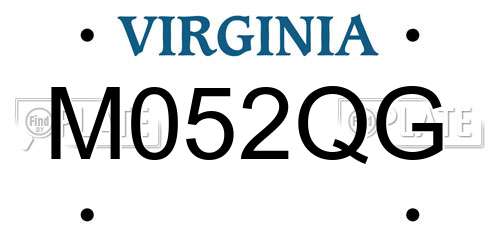 M052QG Virginia License Plate