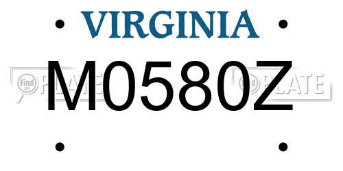 M0580Z Virginia License Plate