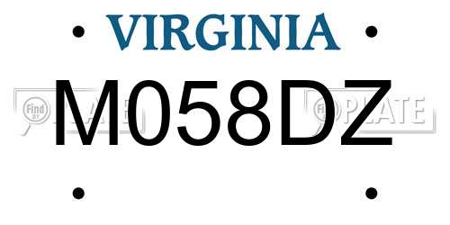 M058DZ Virginia License Plate