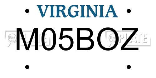 M05BOZ Virginia License Plate