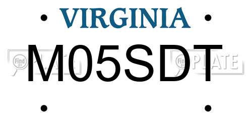 M05SDT Virginia License Plate