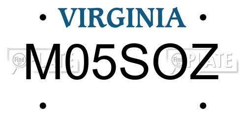 M05SOZ Virginia License Plate