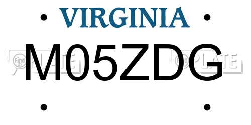 M05ZDG Virginia License Plate