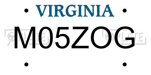 M05ZOG Virginia License Plate