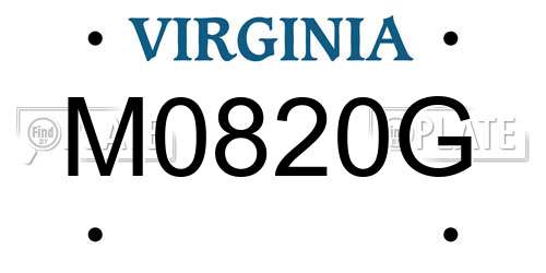 M0820G Virginia License Plate