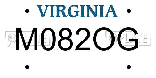 M082OG Virginia License Plate