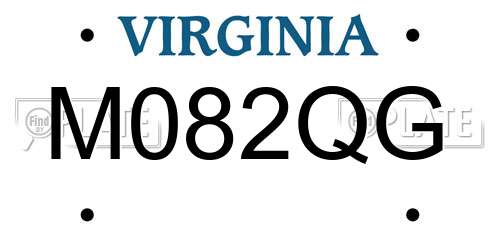 M082QG Virginia License Plate
