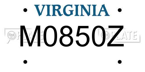 M0850Z Virginia License Plate