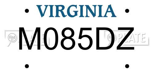 M085DZ Virginia License Plate