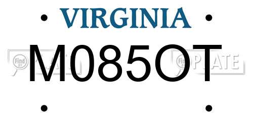 M085OT Virginia License Plate