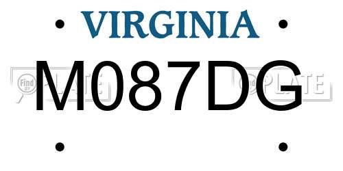 M087DG Virginia License Plate