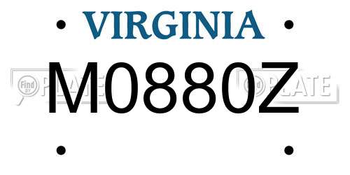 M0880Z Virginia License Plate
