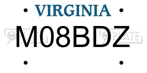 M08BDZ Virginia License Plate