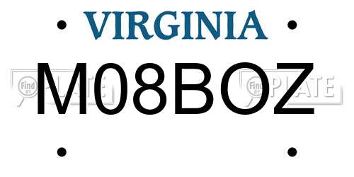 M08BOZ Virginia License Plate