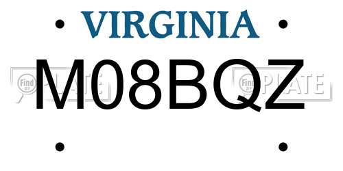 M08BQZ Virginia License Plate