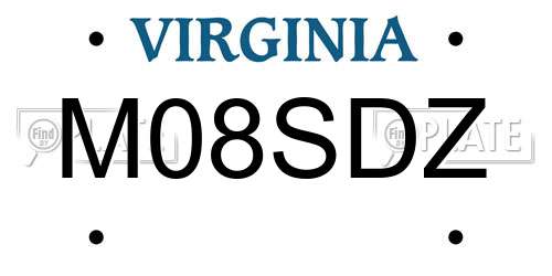 M08SDZ Virginia License Plate