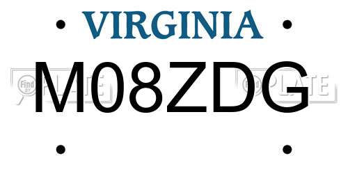 M08ZDG Virginia License Plate