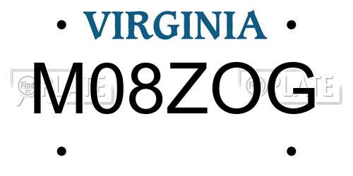 M08ZOG Virginia License Plate