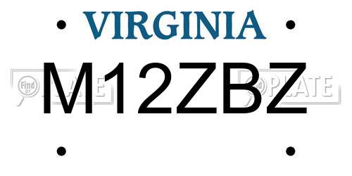 M12ZBZ Virginia License Plate