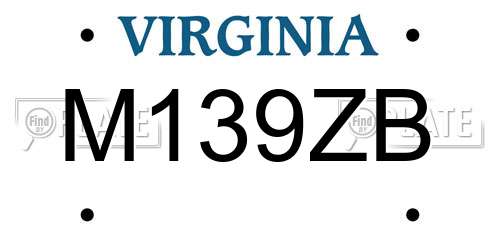 M139ZB Virginia License Plate
