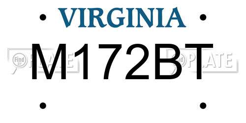 M172BT Virginia License Plate