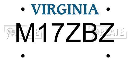 M17ZBZ Virginia License Plate