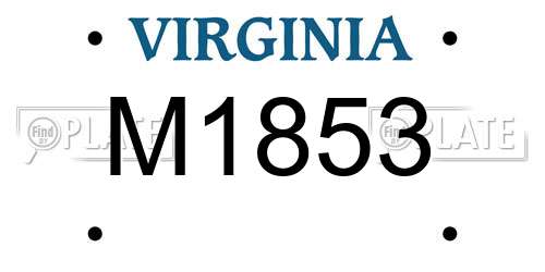 M1853 Virginia License Plate