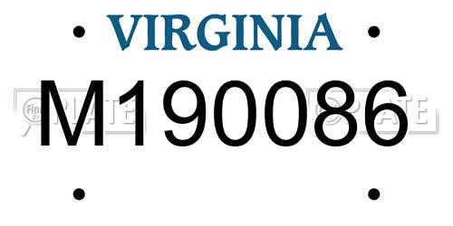 M190086 Virginia License Plate
