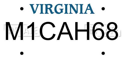 M1CAH68 Virginia License Plate