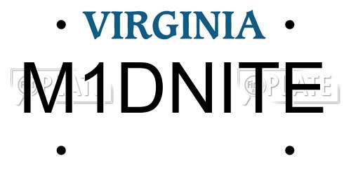 M1DNITE Virginia License Plate