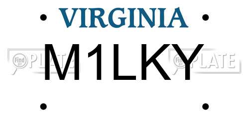 M1LKY Virginia License Plate