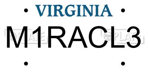M1RACL3 Virginia License Plate