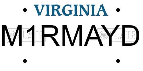 M1RMAYD Virginia License Plate