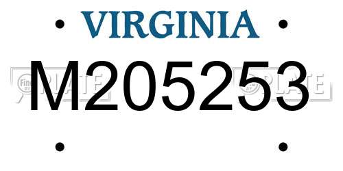 M205253 Virginia License Plate