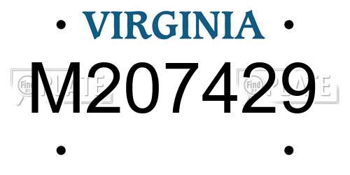M207429 Virginia License Plate