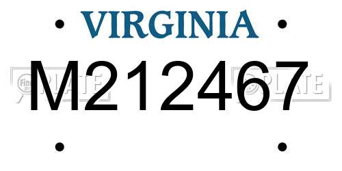 M212467 Virginia License Plate