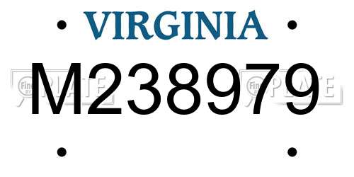 M238979 Virginia License Plate