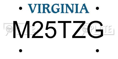 M25TZG Virginia License Plate