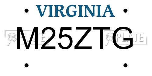 M25ZTG Virginia License Plate