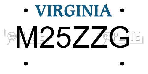 M25ZZG Virginia License Plate