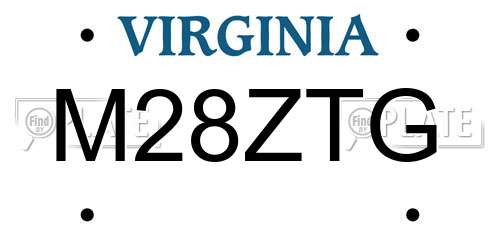 M28ZTG Virginia License Plate