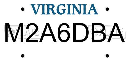 M2A6DBA Virginia License Plate