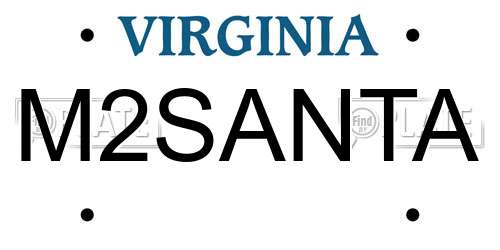 M2SANTA Virginia License Plate