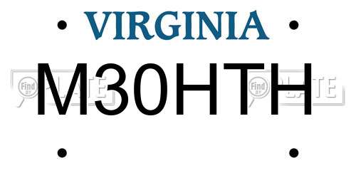 M30HTH Virginia License Plate