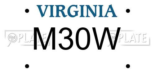 M30W Virginia License Plate