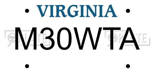 M30WTA Virginia License Plate