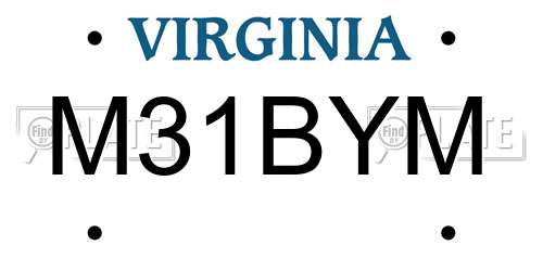 M31BYM Virginia License Plate