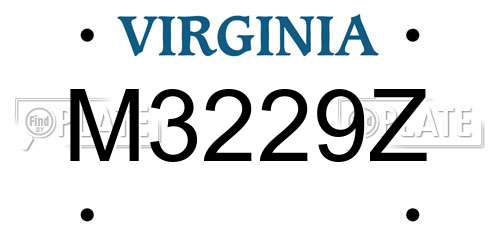 M3229Z Virginia License Plate