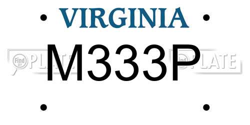 M333P Virginia License Plate