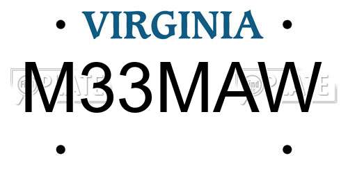 M33MAW Virginia License Plate